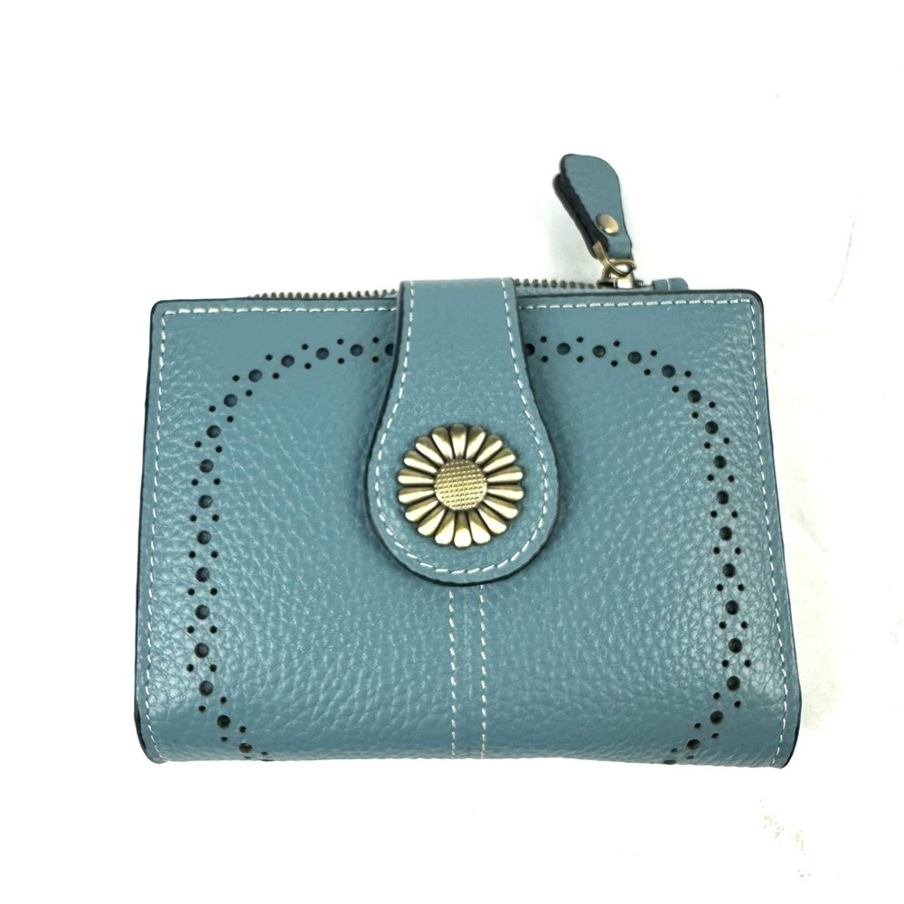 Sendefn‎ Wallet Light Blue Faux Leather Organizer Bifold Clutch Womens Brand New